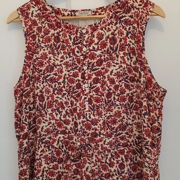 Lucky Brand, Floral Print With Drawstring Waist Dress, Size L, - Picture 2 of 11